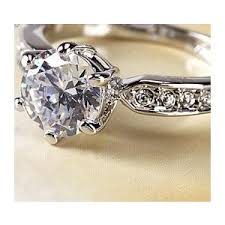 Elegant Round-Cut Solitaire Engagement Ring with Pavé Band – Silver Finish